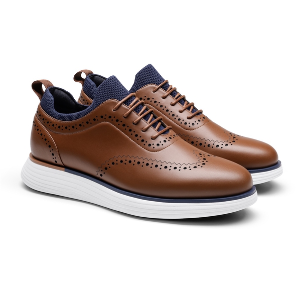 [MaxFlex SuiteCraft] Men's Comfortable Wingtip Dress Sneakers - BROWN - 3